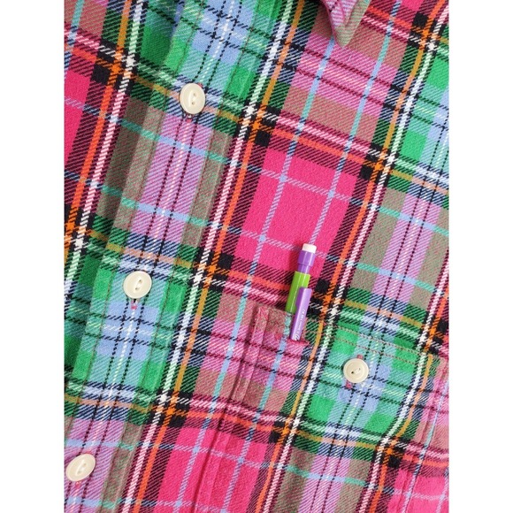 Polo Ralph Lauren Dungaree Work Shirt Mens L Green Red Blanket Flannel Plaid LS - Picture 8 of 12